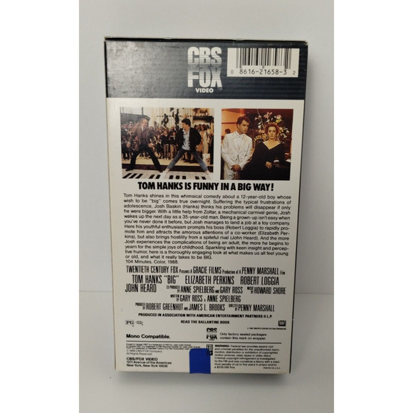 Big (VHS, 1989) CBS FOX Original Release Tom Hanks - Picture 3 of 4